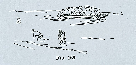 渡し船を押す様子“Japan Day by Day”，FIG.169